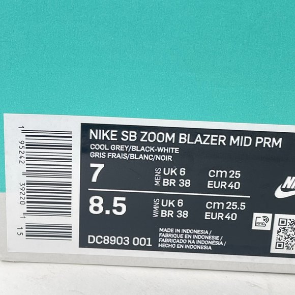 Nike SB Zoom Blazer Mid Premium Acclimate Grey Black Shoes - Picture 10 of 10